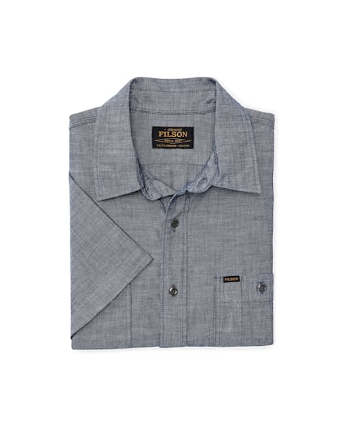 laydown image of Short Sleeve Chambray Shirt