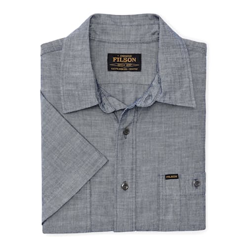laydown image of Short Sleeve Chambray Shirt