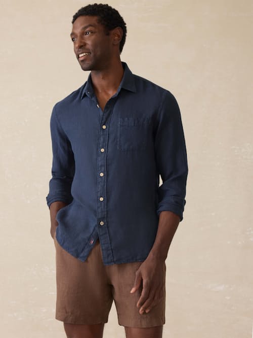 on model image of Laguna Linen Shirt