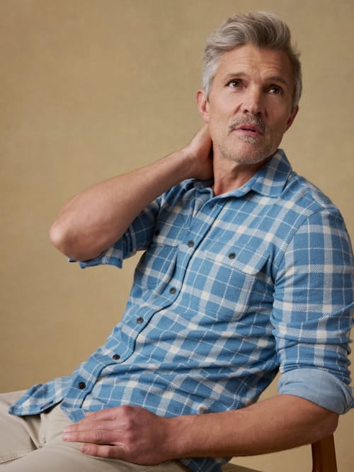 on model image of Legend Sweater Flannel Shirt