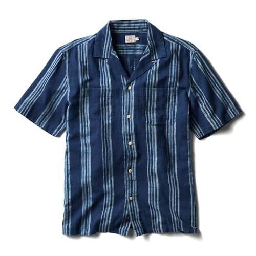 laydown image of Short Sleeve Indigo Camp Shirt