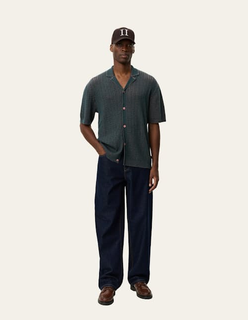 on model image of Evan Button Down Sweater Polo