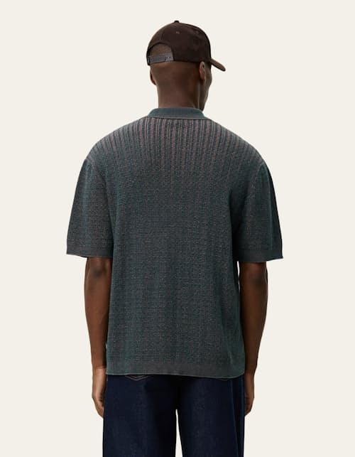 on model image of Evan Button Down Sweater Polo