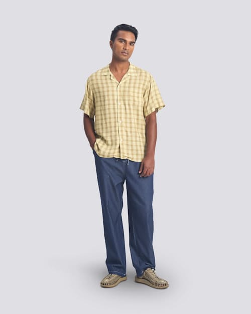 on model image of Beach Camp Collar Short Sleeve Shirt