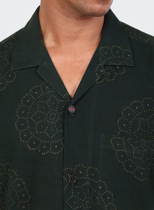 on model image of Ronen Camp Collar Short Sleeve Shirt