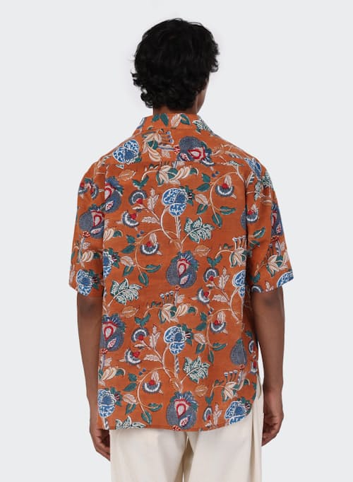 on model image of Ronen Camp Collar Short Sleeve Shirt