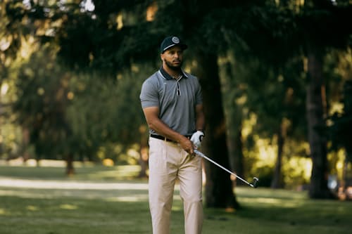 lifestyle image of Hudson Recycled Vintage Jacquard Polo