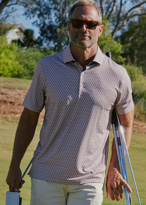 lifestyle image of Taylor Recycled RG Monogram Polo