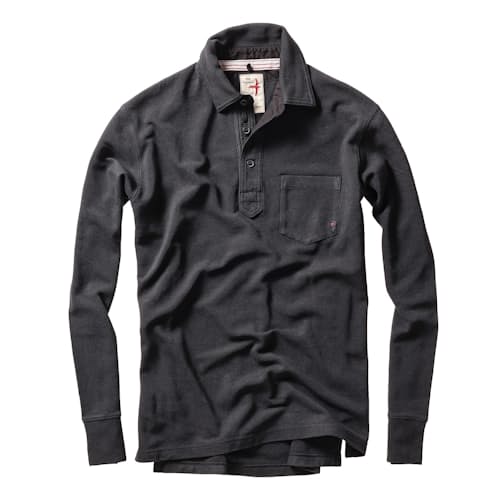 laydown image of Long Sleeve Vintage Pique Polo