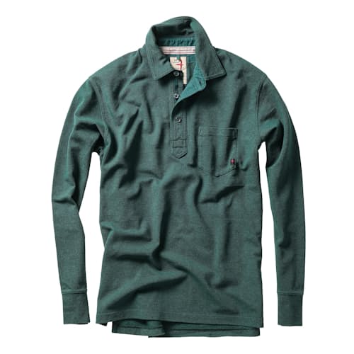 laydown image of Long Sleeve Vintage Pique Polo