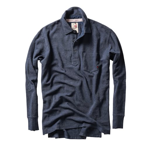 laydown image of Long Sleeve Vintage Pique Polo