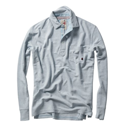 laydown image of Long Sleeve Vintage Pique Polo
