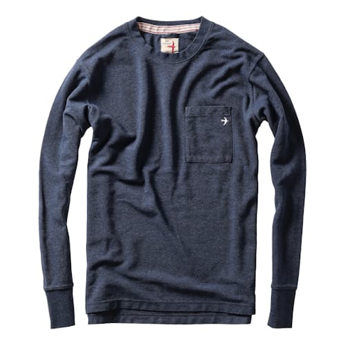 laydown image of Long Sleeve Vintage Pique Crew