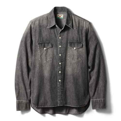 laydown image of Denim Pearlsnap Shirt