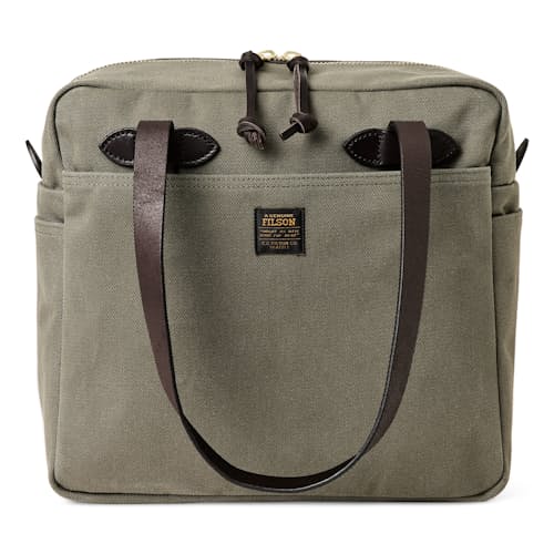 laydown image of Rugged Twill Tote with Zipper