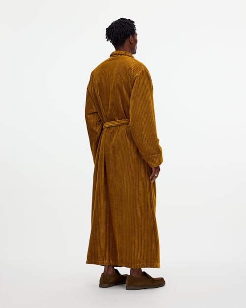 on model image of Santiago Striped Velour Long Robe