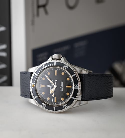 no crop image of Textured French Calfskin Leather Watch Strap