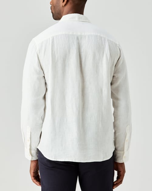 on model image of Isles Linen Shirt