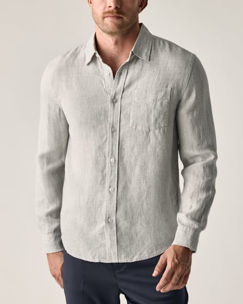 lifestyle image of Isles Linen Shirt