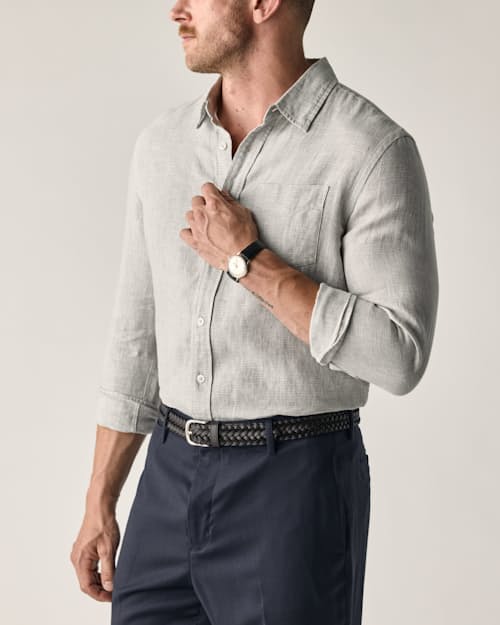 lifestyle image of Isles Linen Shirt