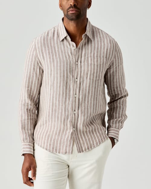 on model image of Isles Linen Shirt