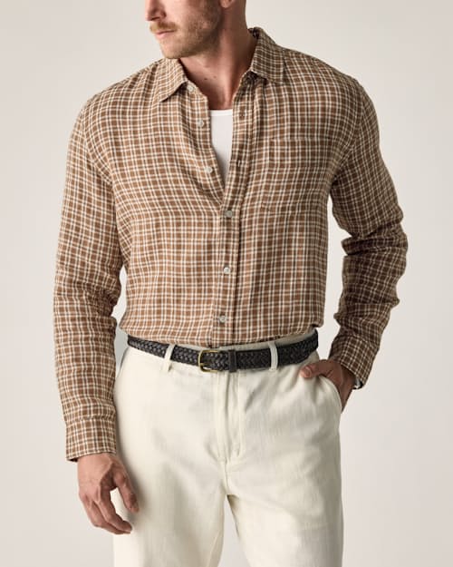 lifestyle image of Isles Linen Shirt
