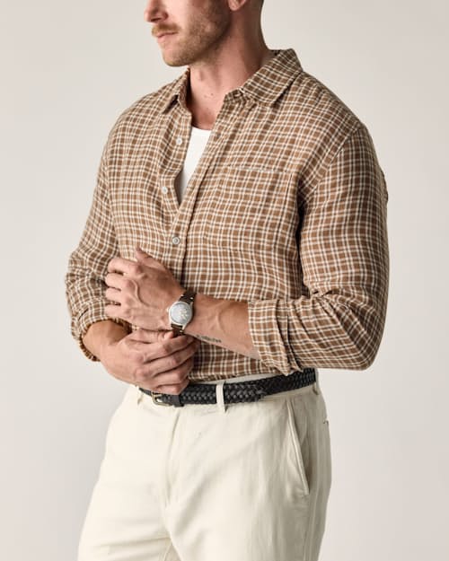 lifestyle image of Isles Linen Shirt