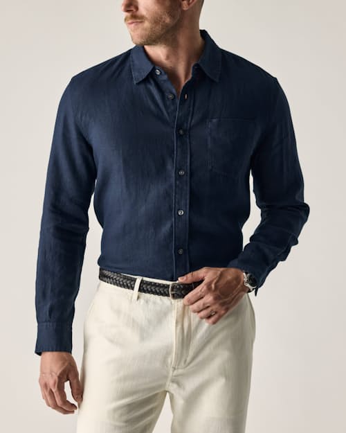lifestyle image of Isles Linen Shirt