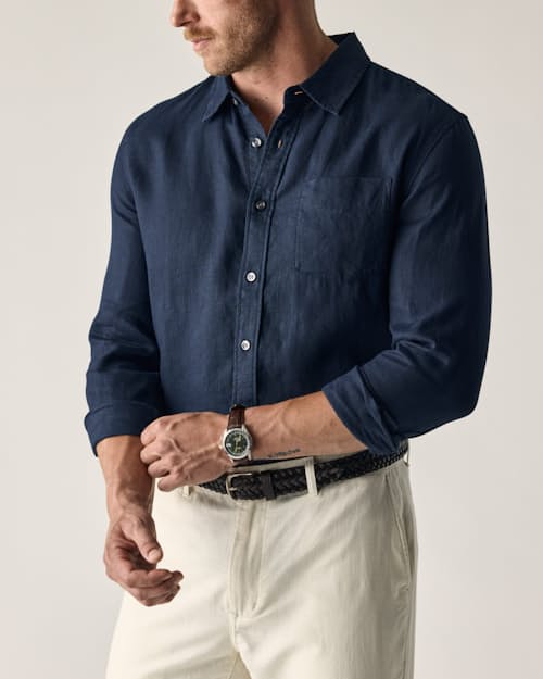 lifestyle image of Isles Linen Shirt