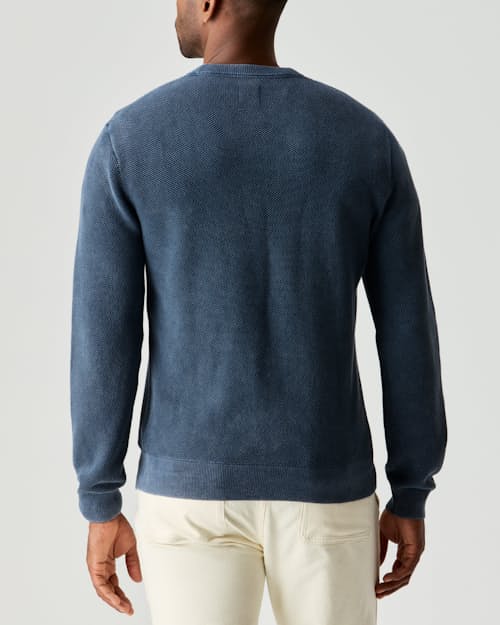 on model image of Garment Dyed Cotton Crewneck Sweater
