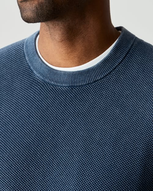 on model image of Garment Dyed Cotton Crewneck Sweater