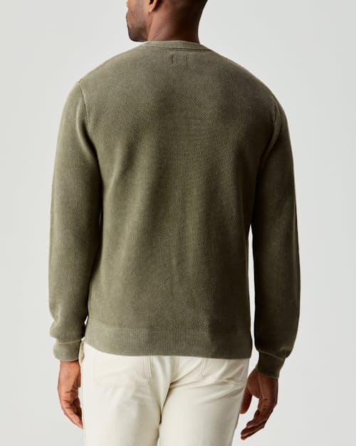 on model image of Garment Dyed Cotton Crewneck Sweater