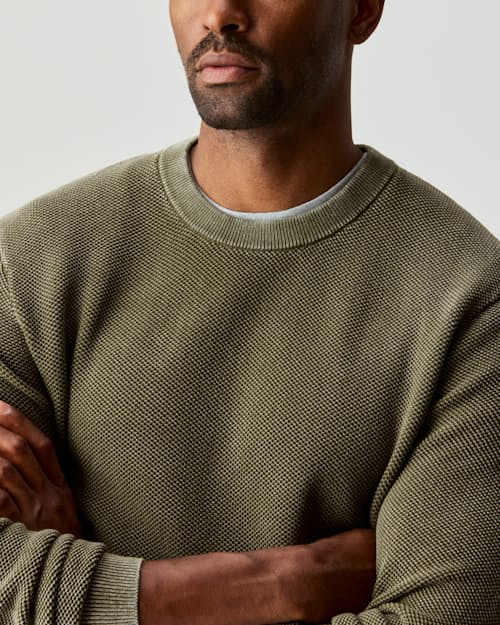 on model image of Garment Dyed Cotton Crewneck Sweater