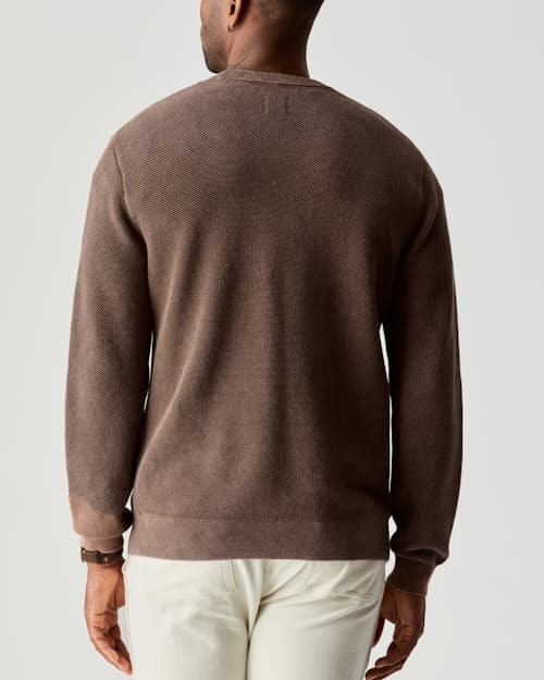 on model image of Garment Dyed Cotton Crewneck Sweater