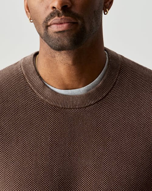 on model image of Garment Dyed Cotton Crewneck Sweater