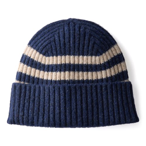 laydown image of Boiled Wool Striped Beanie