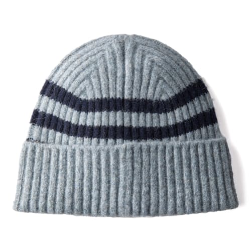 laydown image of Boiled Wool Striped Beanie