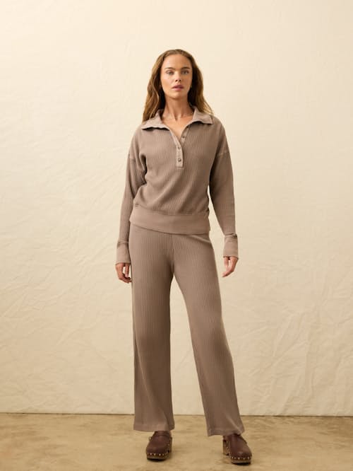on model image of Women's Apres Waffle Henley