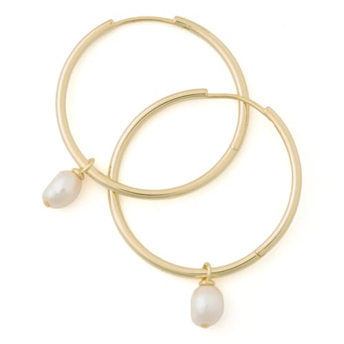 laydown image of Women's Pearl Drop Hoop