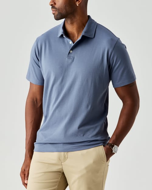 on model image of AloeKnit Polo Shirt