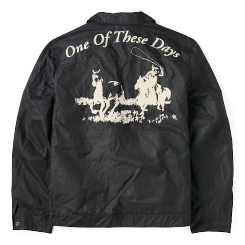 laydown image of Embroidered Western Waxed Snap Jacket