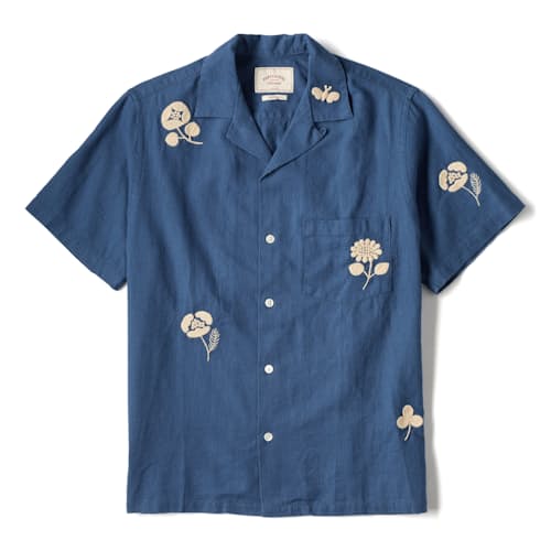 laydown image of Embroidered Camp Collar Shirt