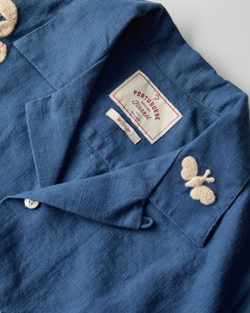 laydown detail image of Embroidered Camp Collar Shirt