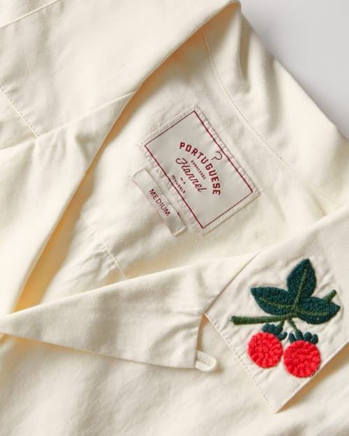 laydown detail image of Embroidered Camp Collar Shirt