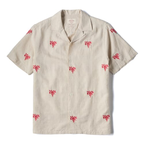 laydown image of Embroidered Camp Collar Shirt