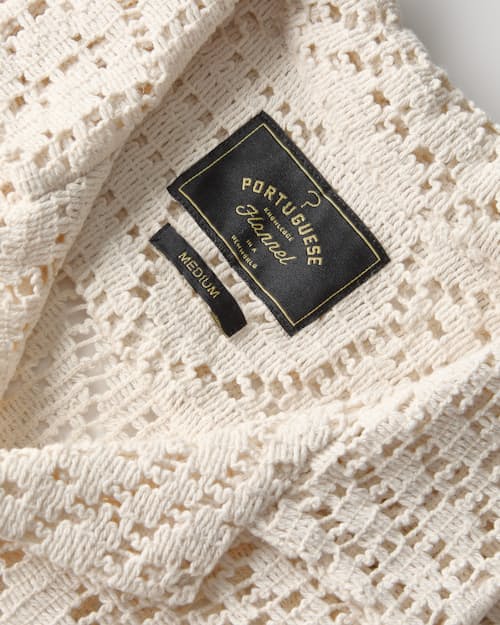 laydown detail image of Eye Crochet Camp Collar Shirt