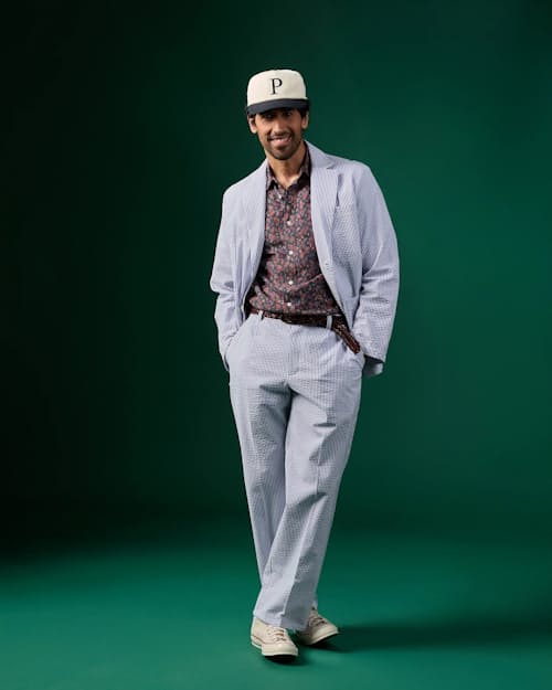 on model image of Silk Linen Short Sleeve Shirt