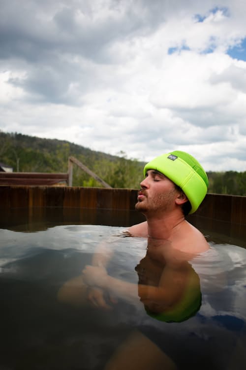 lifestyle image of Japanese Mesh Sauna Hat