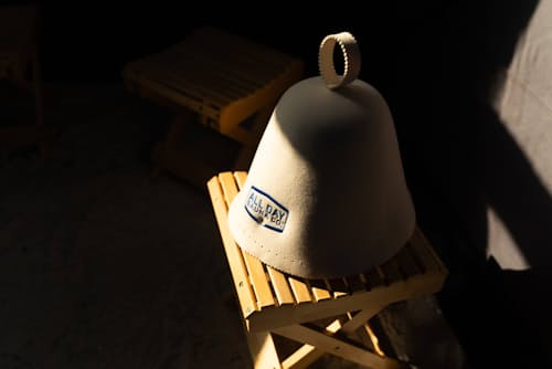 lifestyle image of Australian Wool Sauna Hat