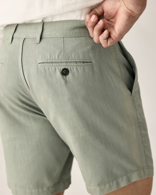 on model image of Cotton Linen Chino Short - 7"
